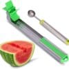 2en1 Coupe-pastèque en acier inoxydable, coupe-vent, pour salade, fruits