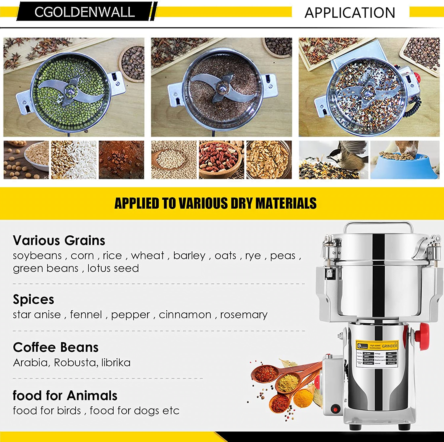 Broyeur électrique SILVERCREST 500G Multifonction en acier inoxydable grande vitesse 1800W à pendule