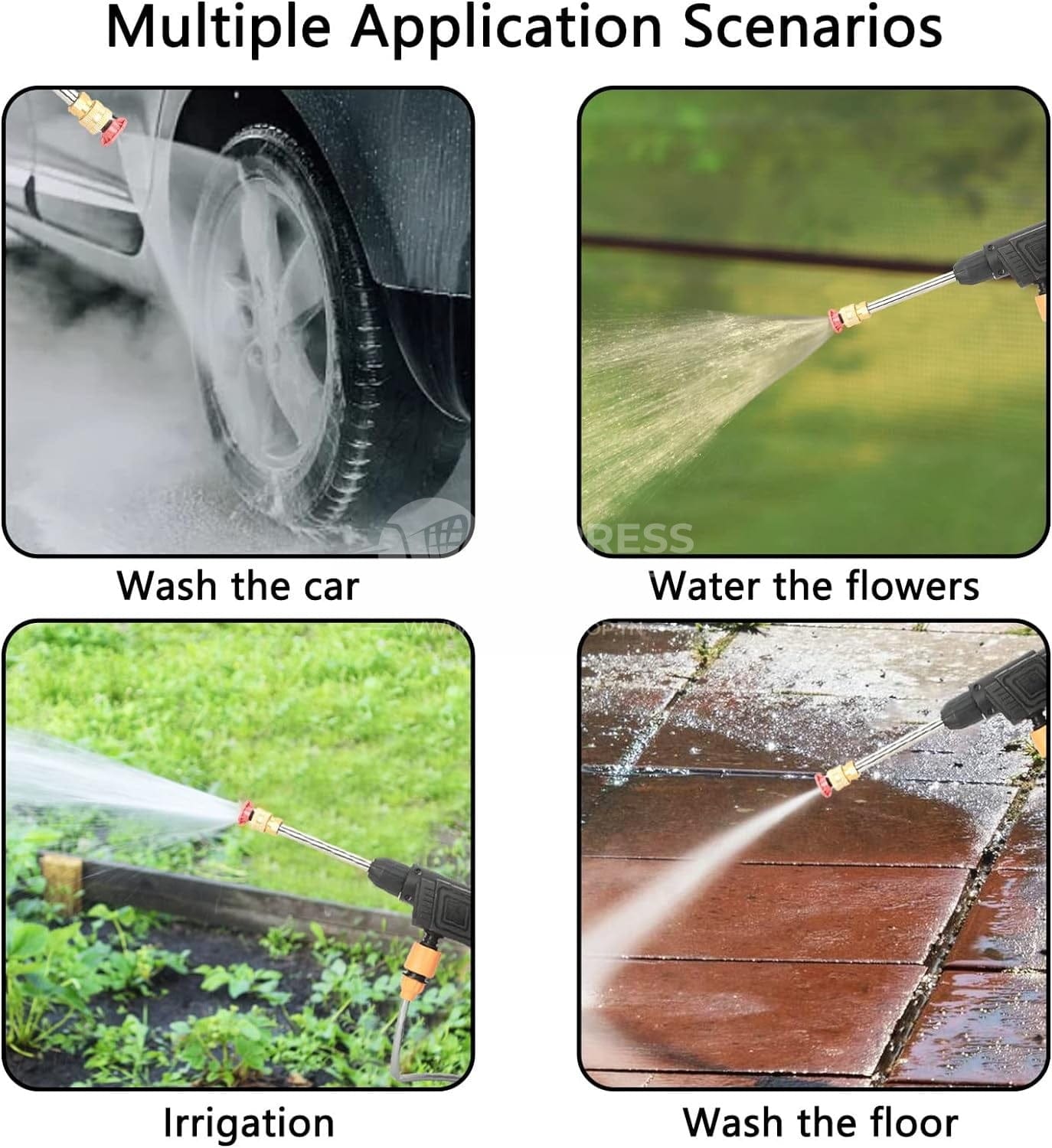 6en1 Pistolet Nettoyeur Haute Pression 1300 PSI rechargeable Sans Fil Avec Batterie 48V