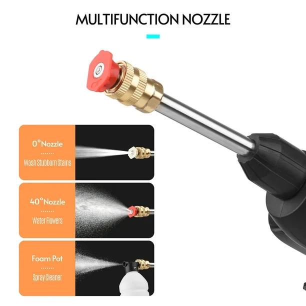 6en1 Pistolet Nettoyeur Haute Pression 1300 PSI rechargeable Sans Fil Avec Batterie 48V