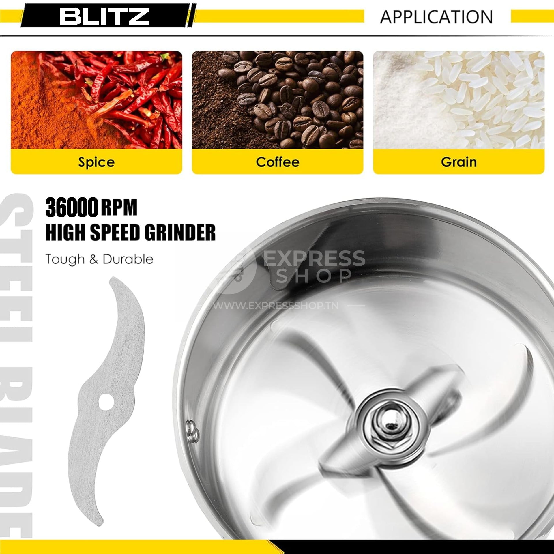 Blitz- Broyeur électrique 1KG Multifonction en acier inoxydable grande vitesse 3000W moteur en cuivre (Original)