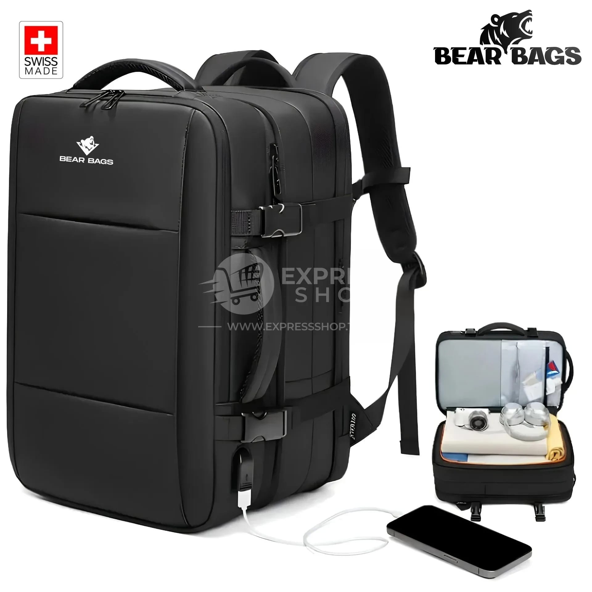 Sac À Dos De Voyage Ordinateur Professionnel Étanche Chargement USB Homme Femme Ordinateur pas extensible