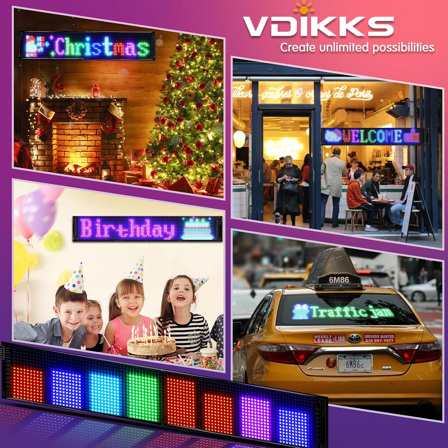 Multifonction Panneau d'affichage LED Flexible et Étanche Programmable par Application avec Télécommande