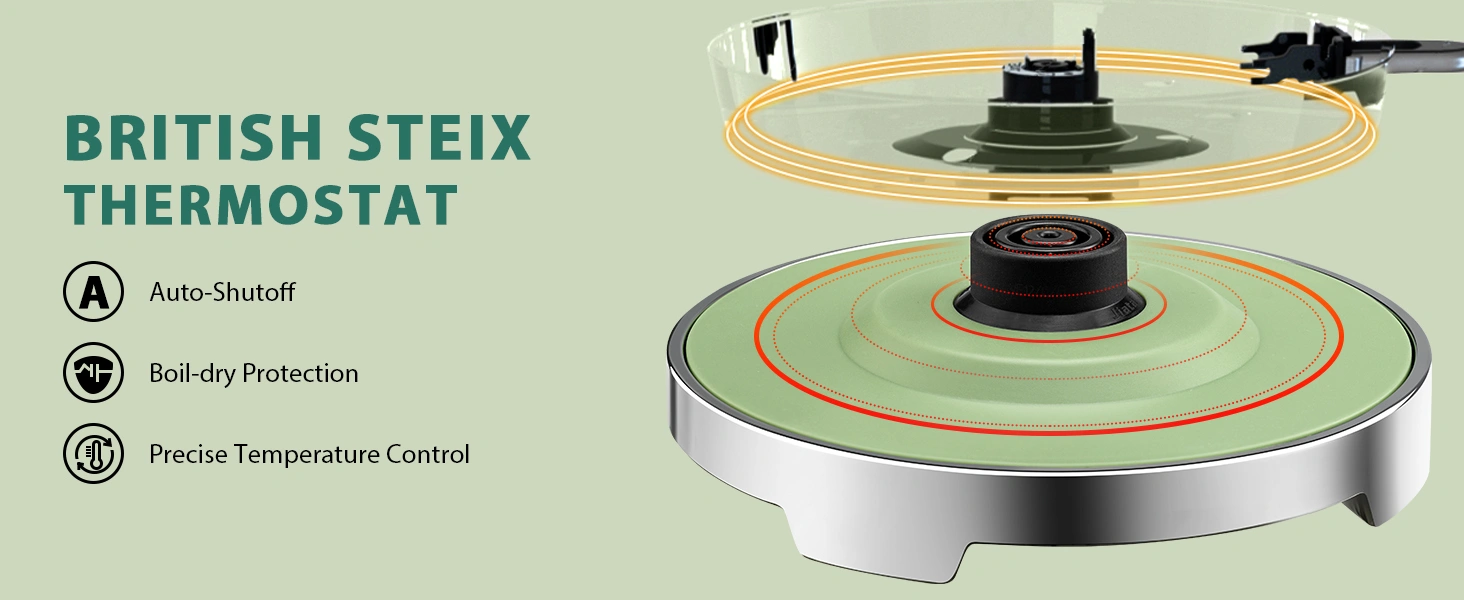 Blitz® - Bouilloire Électrique Rétro En Acier Inoxydable À Ébullition Rapide De 2200 W Et Capacité De 1,7L (Vert Vintage)