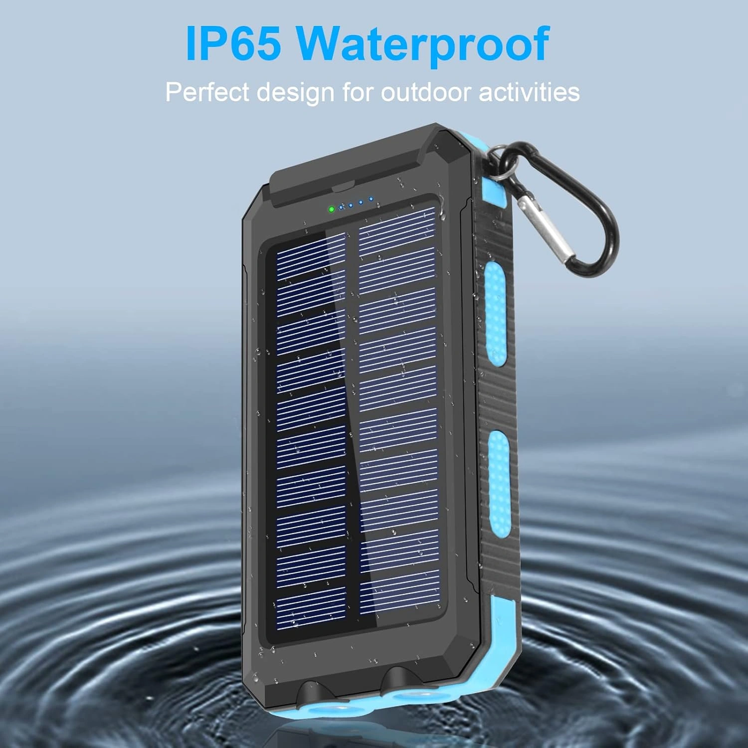 Power Bank Solaire 20000mAh Étanche Avec LED Ultra-Puissante Et 2 Ports USB Idéal Camping & Urgence