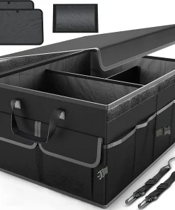 Organiseur Coffre Voiture Multifonction Pliable et Renforcé Pour Rangement Robuste Avec Poignées & Poches