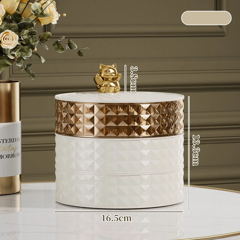 Boîte De Rangement Rotative à 360 ° Multi-Couches avec Couvercle Élégant pour Table Salon