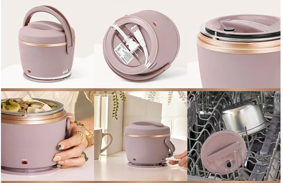 4 En 1 Lunch Box Et Chauffe-Repas Électrique Portable Et Compact pour Bureau Déplacements