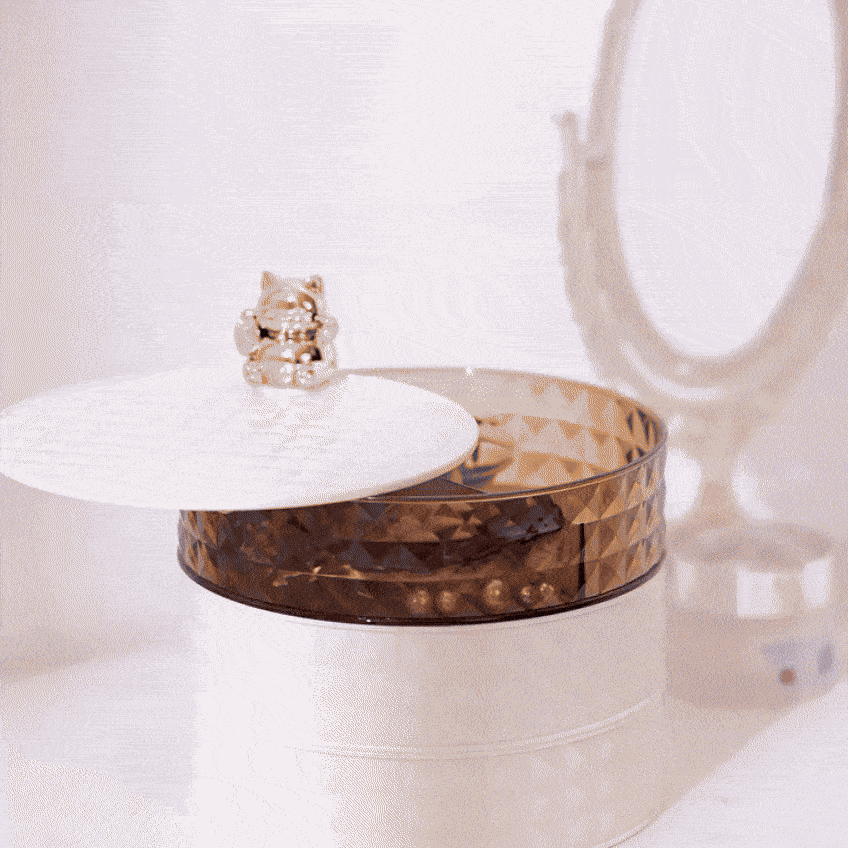 Boîte De Rangement Rotative à 360 ° Multi-Couches avec Couvercle Élégant pour Table Salon Boîte De Rangement Rotative à 360 ° Multi-Couches avec Couvercle Élégant pour Table Salon