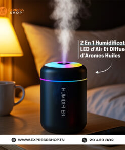 2 En 1 Humidificateur d'Air Et Diffuseur d'Arômes Huiles Essentielles 180ml Avec Lumière LED Pour Maison Et Voiture