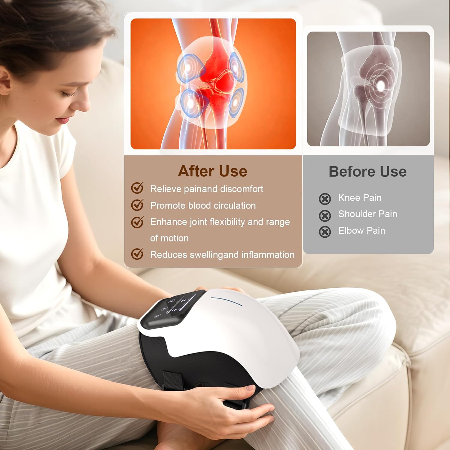 Masseur Intelligent 5en1 Sans Fil – Chauffant & Vibrant, 9 Modes d’Électrothérapie pour Soulager les Douleurs Articulaires