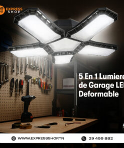 5en1 Lumière de Garage LED Déformable Éclairage Ultra-Lumineux avec Panneaux Réglables