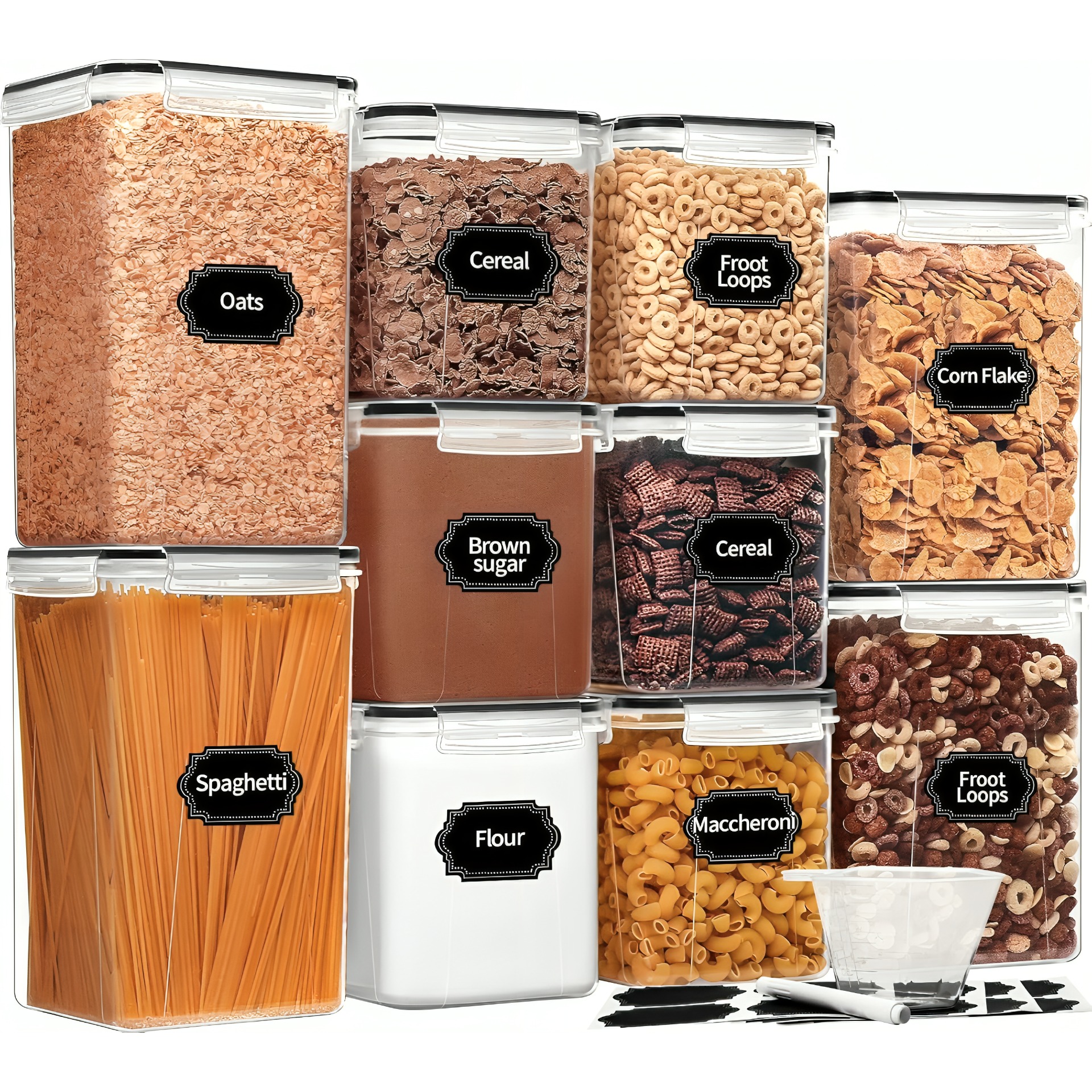 Blitz – Set 10 Boîtes de Conservation Alimentaires Étanches Et Sans BPA Pour Cuisine & Placards + Étiquettes stylo