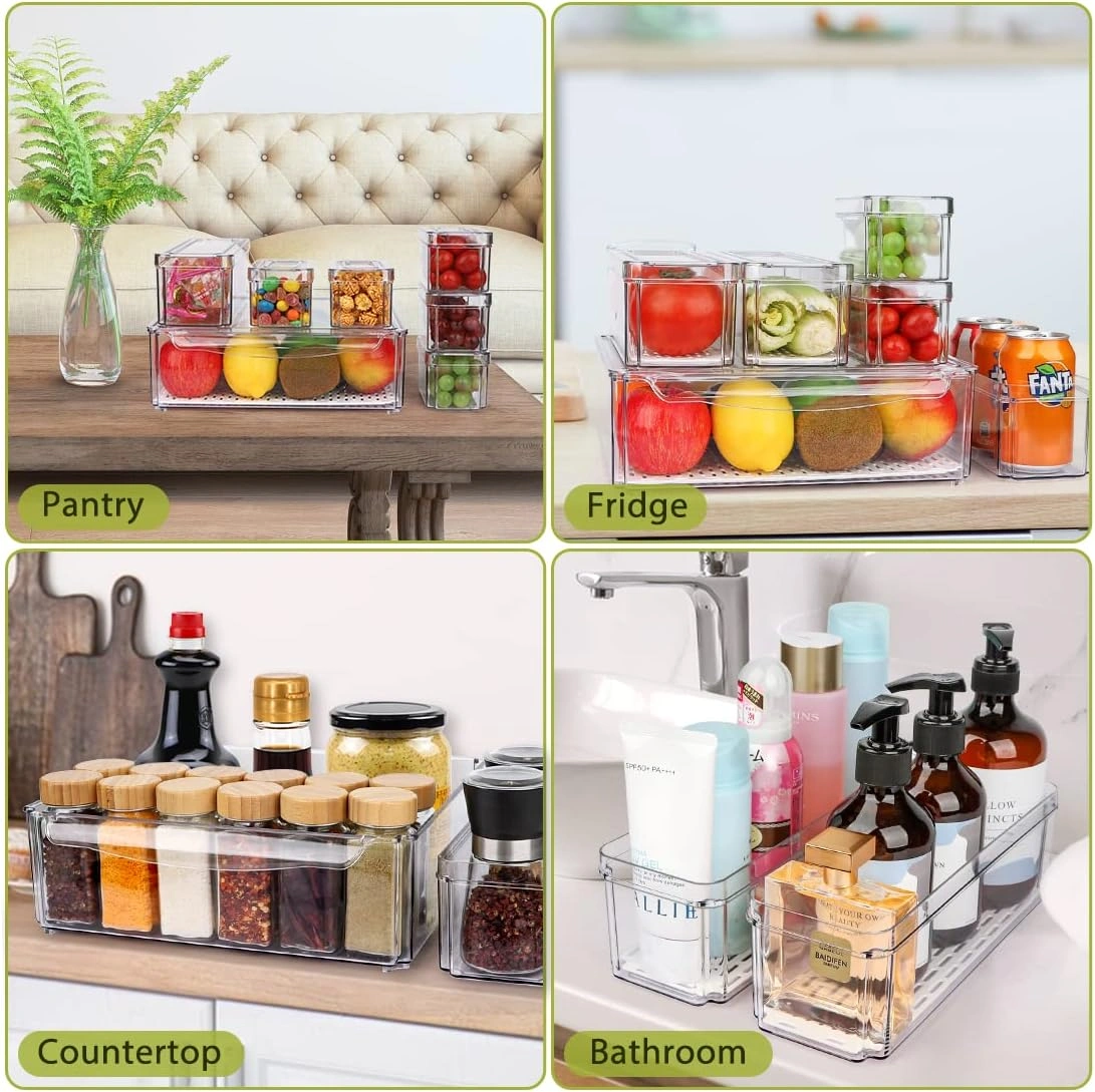Blitz - Lot de 10 Pièces Boîtes de Rangement Réfrigérateur Alimentaire Transparent Cuisine & Placards