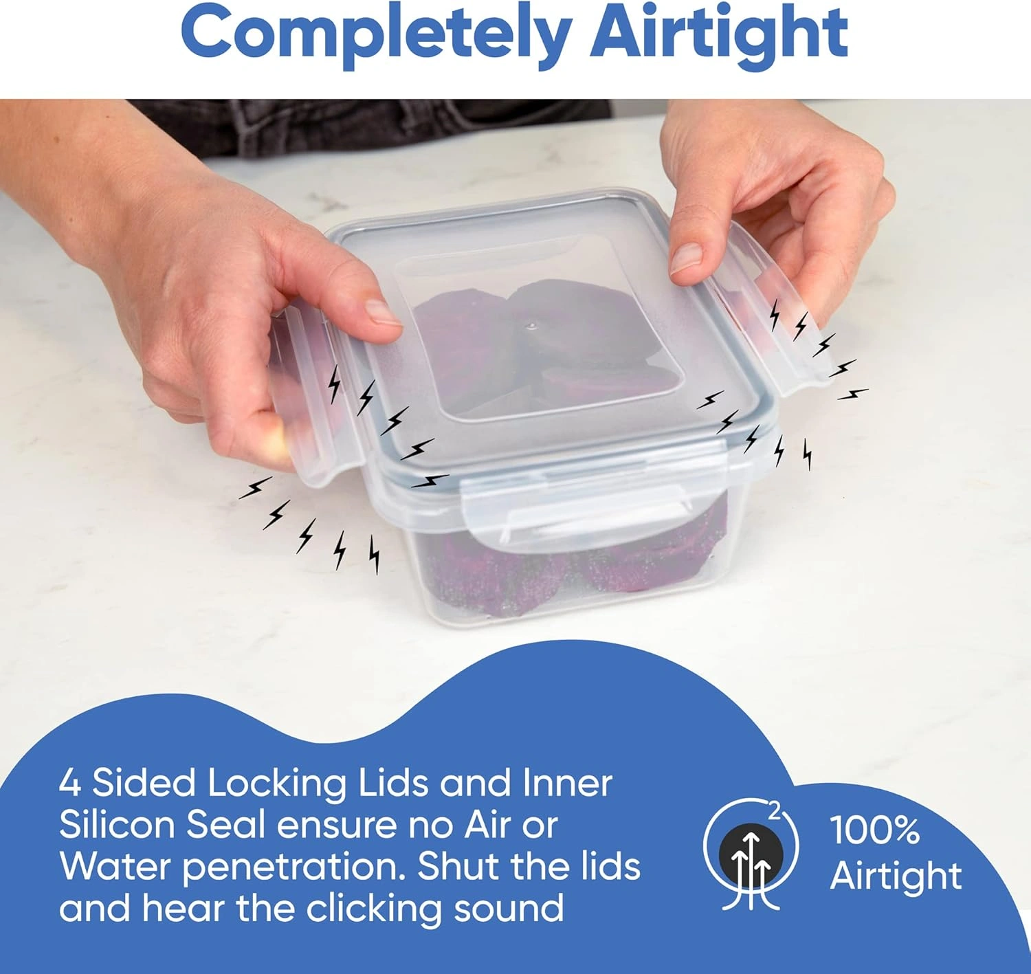 Blitz - Lots de 48 pcs Boîtes de conservation alimentaire Hermétiques Sans BPA (24 Boîtes + 24 Couvercles)