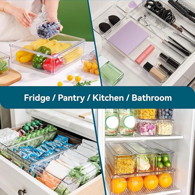 Blitz® - Boîtes de Rangement Réfrigérateur Alimentaire et Transparent Lot de 10 Pièces pour Cuisine & Placards