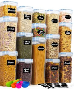 Blitz- Set de 15 pcs Boîtes de Rangement Alimentaire Hermétiques + Étiquettes stylo Cuisine Placard