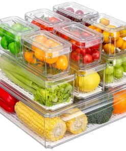 Blitz® - Boîtes de Rangement Réfrigérateur Alimentaire et Transparent Lot de 10 Pièces pour Cuisine & Placards