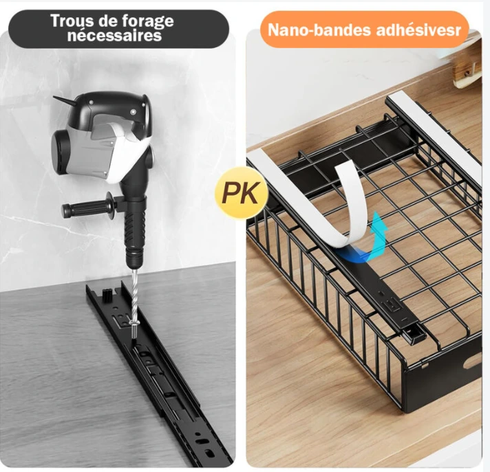 BNBR-4 - 4en1 Organisateur de Placard Coulissant pliable INOX