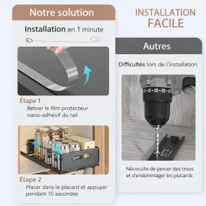 Lot de 2 organisateurs de placard coulissants pliables BNBR-6