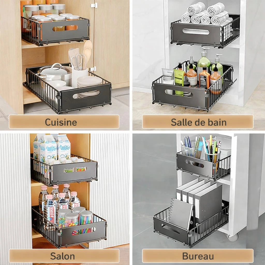 BNBR-4 - 4en1 Organisateur de Placard Coulissant pliable INOX