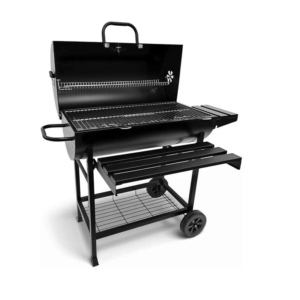 BNBR-3 - 7en1 Barbecue Extérieur à Charbon de Bois 2 niveaux Capacité XXL Jauge de température avec roue