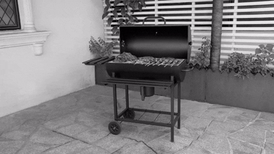 7en1 - Barbecue Extérieur à Charbon de Bois 2 niveaux Capacité XXL Jauge de température avec roue BNBR-3