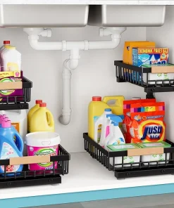 Blitz -6en1 Étagère sous évier en L réglable INOX rangement cuisine et salle de bain BNBR-15