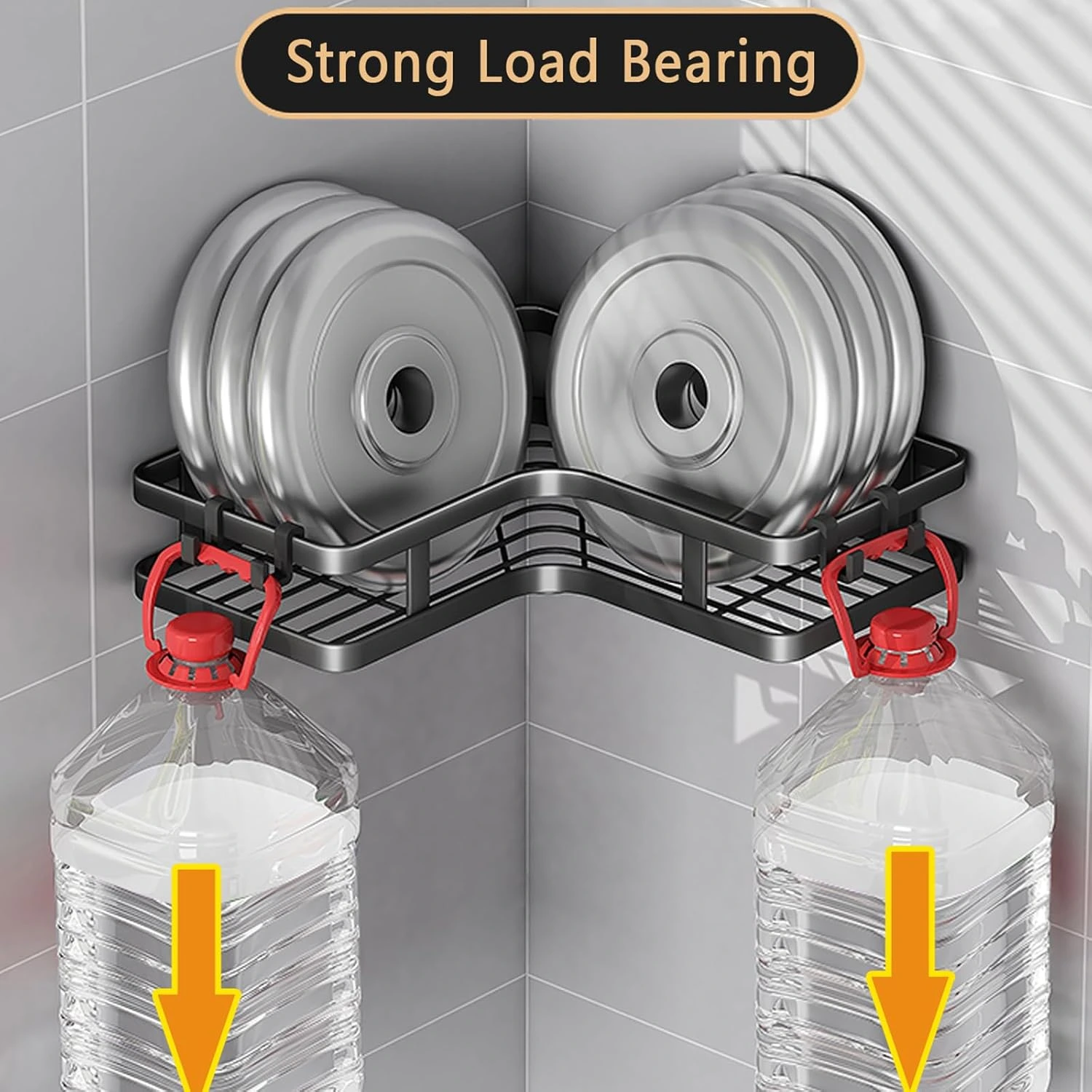 BNBR-9- 9en1 Set de 2 Étagères douche d'angle sans perçage INOX rangement salle de bain