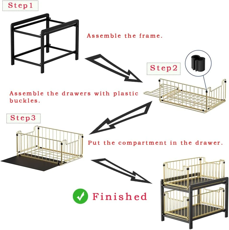 BNBR-20 - 5en1 Étagère de rangement coulissante 2 Niveaux en INOX