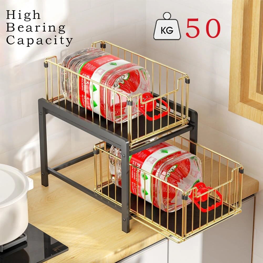 Blitz-5en1 Étagère de rangement coulissante 2 Niveaux en INOX BNBR-20