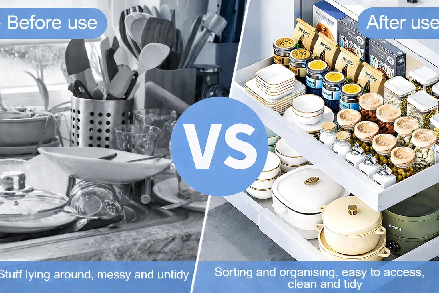 3en1 Etagere coulissant extensible en INOX , rangement cuisine BNBR-14