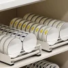 4en1 Étagère de rangement coulissante en INOX  avec panier et support vaisselle multifonction BNBR-11