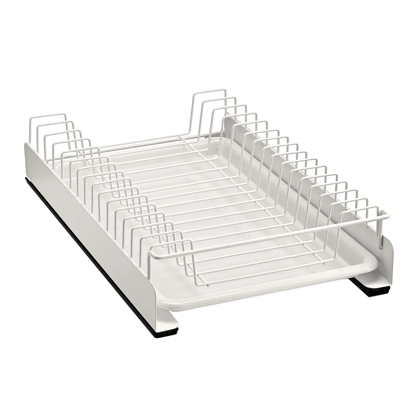 BNBR-10- 3en1 Égouttoir à vaisselle extensible avec séparateurs réglables et tiroir coulissant Multifonctions