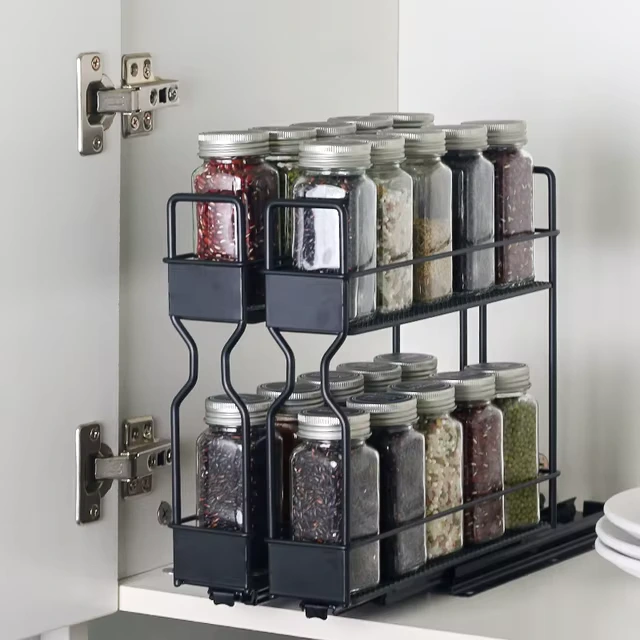 BNBR-13- 5en1 Étagère à épices extensible à 2 niveaux INOX pour cuisine