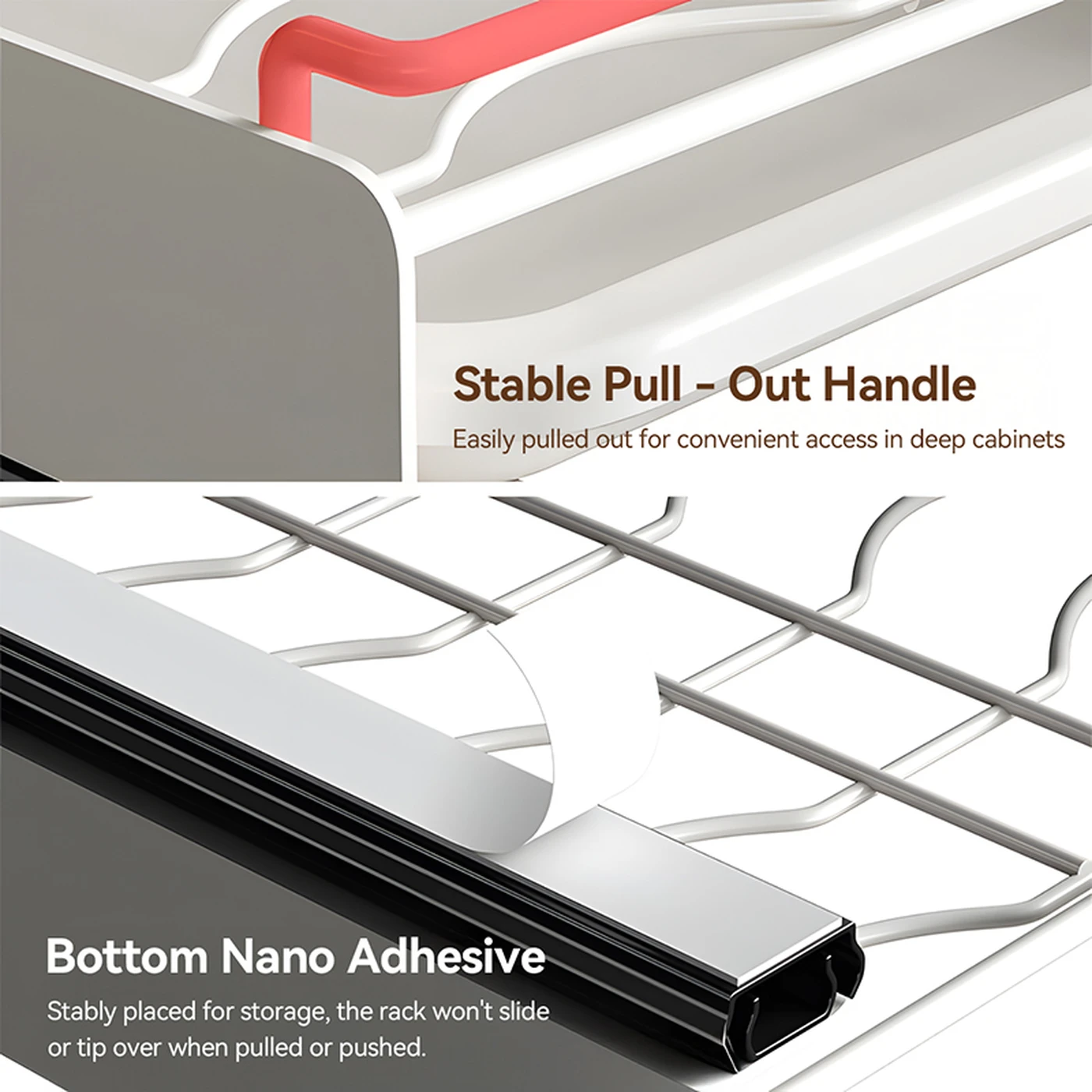 BNBR-10- 3en1 Égouttoir à vaisselle extensible avec séparateurs réglables et tiroir coulissant Multifonctions