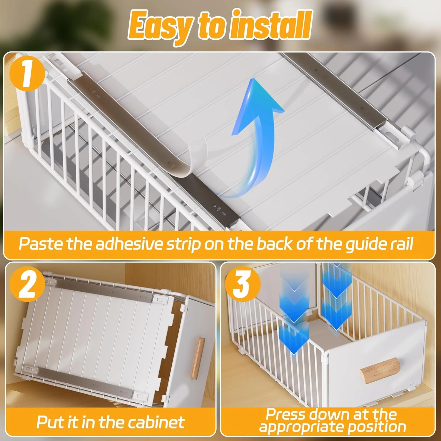 BNBR-18 - 4en1 Organisateur Coulissant en INOX avec Poignée en Bambou pliable