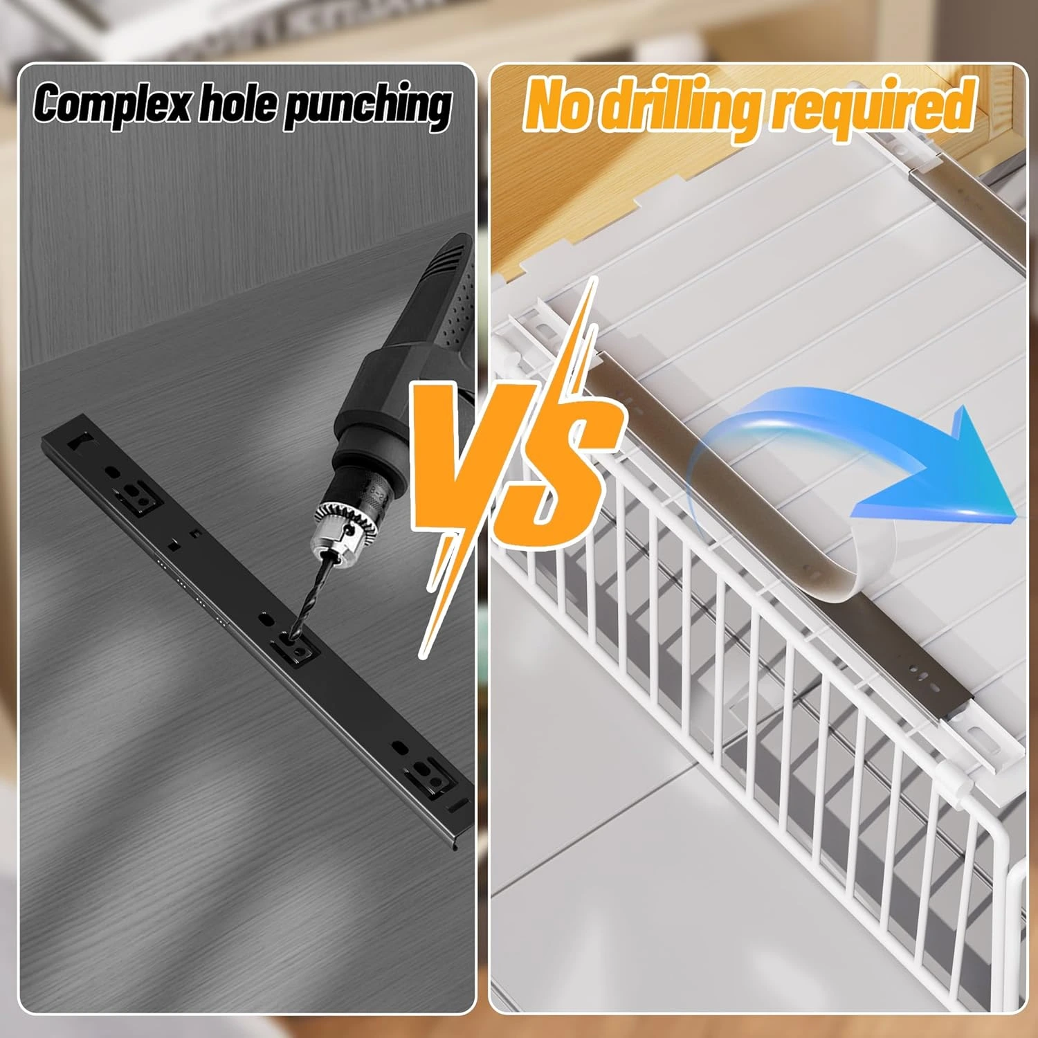 BNBR-18 - 4en1 Organisateur Coulissant en INOX avec Poignée en Bambou pliable