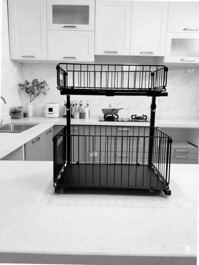 4en1 Étagère de rangement 2 niveaux en INOX rangement cuisine salle de bain et garde-manger BNBR-16