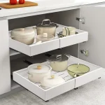 BNBR-14 - 3en1 Etagere coulissant extensible ajustable en INOX , rangement cuisine
