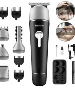 Kemei 10 en 1 Kit de tondeuse électrique pour rasage à cheveux et à barbe