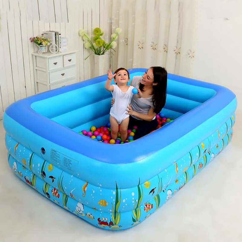Bassin pour enfants en plastique bleu, bassin rectangulaire pour