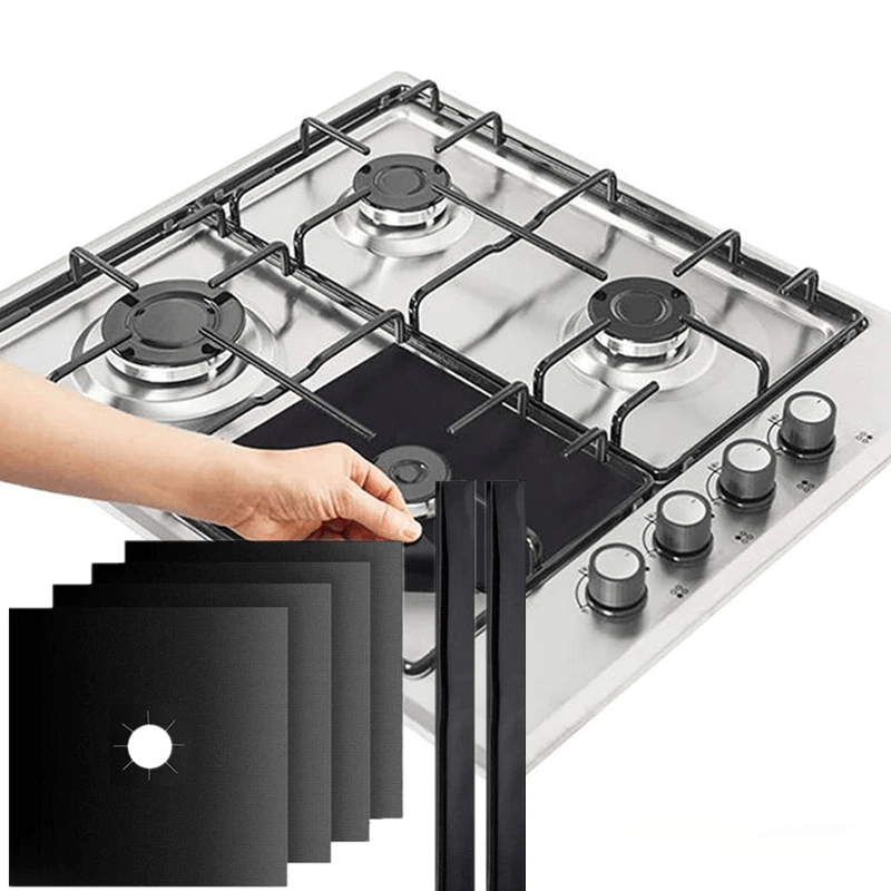 4x Protecteurs de cuisinière à gaz - Film de Protection - Housse - noir -  27x27cm