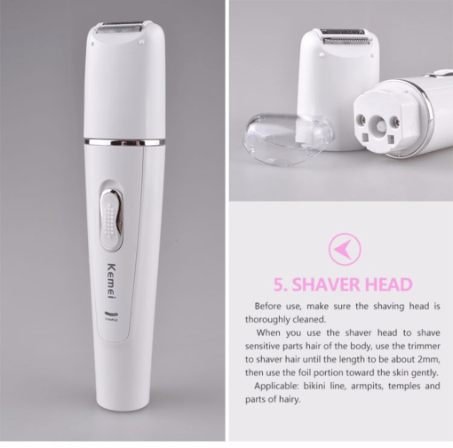 5 en 1 Epilateur rechargeable & imperméable et de soins de la peau avec brosse nettoyante, masseur facial