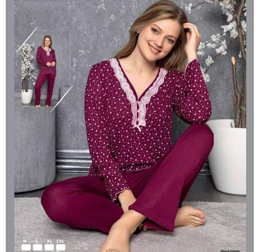 Pyjama pour Femme Coton Violet, Au Meilleur prix