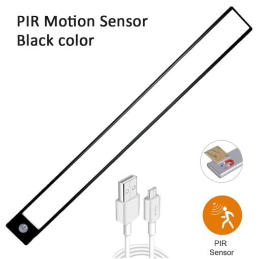 Lumière LED Ultra-mince avec détecteur de mouvement PIR, Rechargeable par USB