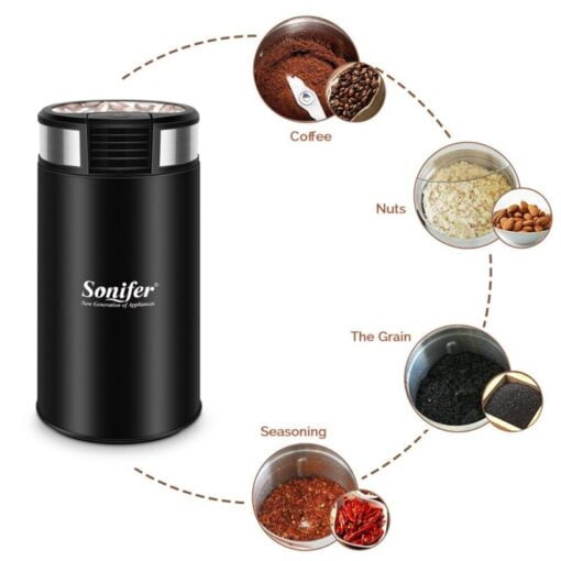 Sonifer – Multifonctionnel Moulin électrique pour céréales noix haricots épices Grains rectifieuse en acier inoxydable