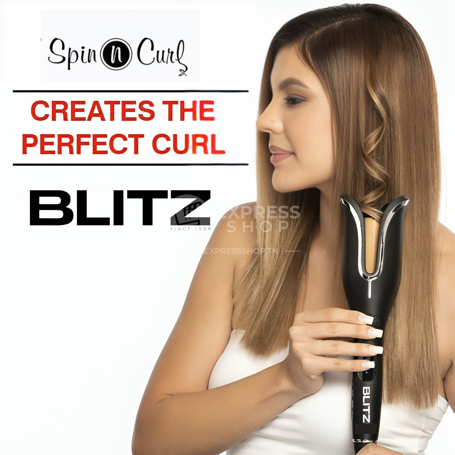 Blitz – 2en1 Spin n Curl Fer à Boucler Rotatif En Céramique Avec Ecran LED
