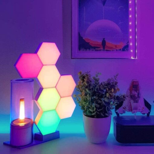 Kit Lumières LED Hexagonale 6 Modules Tactile + Commande Décoration