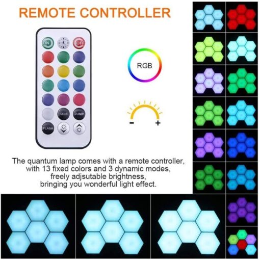Kit Lumières LED Hexagonale 6 Modules Tactile + Commande Décoration
